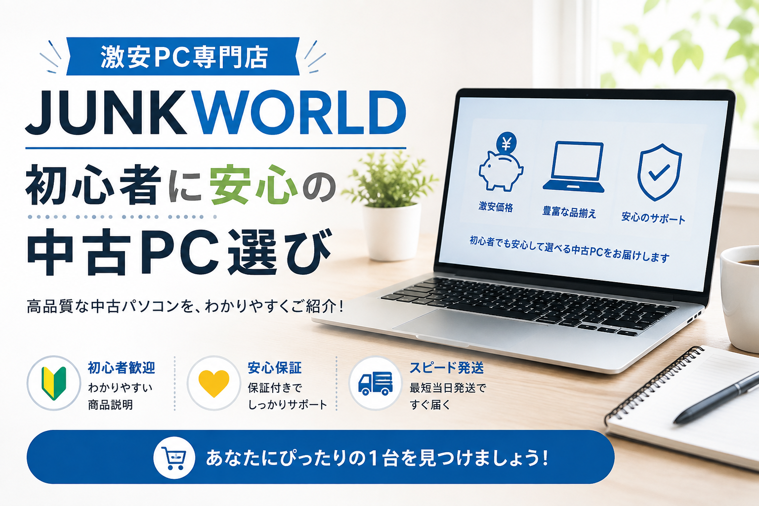 激安PC専門店JUNKWORLD｜初心者に安心の中古PC選び